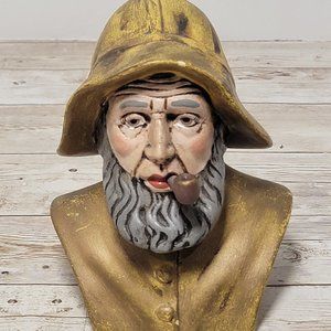 Nautical Fisherman Bust with Pipe - Gold and Gray